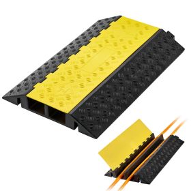 Cable Protector Ramp, 22,000 lbs/axle Capacity, 2 Channel Heavy Duty Rubber Cord Hose Wire Cover, 4 x 3 in Channel