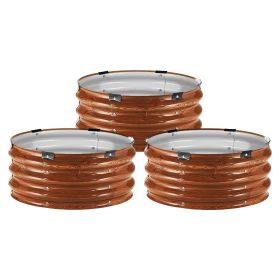 3 Pcs 2x2x1ft Galvanized Raised Garden Bed Kit, Outdoor Metal Round Raised Beds For Gardening Vegetables