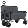 3-in-1 Convertible Folding Wagon Cart with Bench Seat & Storage - 500lbs Heavy-Duty Utility Wagon, 180L Capacity All-Terrain Wheels for Camping, Beach
