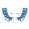 Folding Beach Chair Set of 2 for Adults, 4 Position Portable Backpack Foldable Camping Chair with Headrest Cup Holder and Wooden Armrests