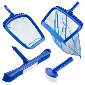Swimming Pool Cleaning Kit, Includes 2 Detachable Brush Heads (20 Inch / 5.5 Inch) and 2 Pool Skimmer Nets