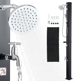 10.6 Gal Solar Heated Shower, 6.7ft Showerhead Height Outdoor Shower, with Handheld & Foot Faucet, Hot & Cold Water Adjustment