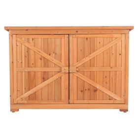 Double Doors Fir Wooden Garden Yard Shed Lockers Outdoor Storage Cabinet Unit Orange Red