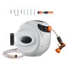 Retractable Hose Reel, 84 ft x 5/8 inch, 180° Swivel Bracket Wall-Mounted, Garden Water Hose Reel with 9-Pattern Nozzle, Automatic Rewind