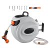 Retractable Hose Reel, 100 ft x 1/2 inch, 180° Swivel Bracket Wall-Mounted, Garden Water Hose Reel with 9-Pattern Nozzle, Automatic Rewind
