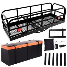Trailer Hitch Cargo Carrier 500 Lbs,Heavy Duty Hitch Basket,Folding Cargo Carrier Hitch Mount Fits 2" Hitch Receiver with Waterproof Cargo Bag