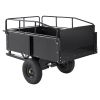 Heavy Duty ATV Trailer Steel Dump Cart, 750-Pound 15 Cubic Feet, Garden Utility Trailer with Removable Sides for Riding Lawn Mower Tractor