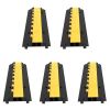 5-Set Rubber Cable Guard, Dual-Channel, Durable 66,000 lbs Capacity, Wire & Hose Protection Speed Bump for Driveways (2-Channel, 5 Sets-66,000 lbs)