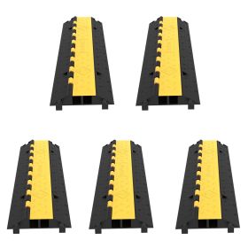 5-Set Rubber Cable Guard, Dual-Channel, Durable 66,000 lbs Capacity, Wire & Hose Protection Speed Bump for Driveways (2-Channel, 5 Sets-66,000 lbs)