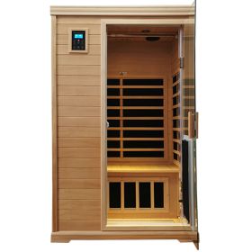 Two-person Far-infrared Hemlock indoor sauna room for your indoor living area.