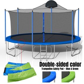 14FT Trampoline for Adults & Kids with Basketball Hoop, Outdoor Trampolines w/Ladder and Safety Enclosure Net for Kids and Adults