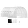 20 x 10 x 7 ft Walk-in Tunnel Greenhouse, Portable Plant Hot House with Galvanized Steel Hoops, 3 Top Beams, Diagonal Poles