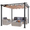 10'x10' Outdoor Retractable Pergola with Canopy, Aluminum Pergola with Retractable Canopy, Modern Pergola with Sun Shade Canopy for Patios, Gardens