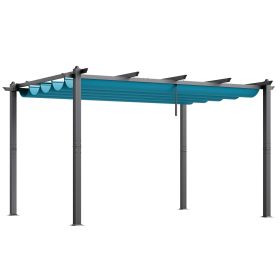 10'x13' Outdoor Retractable Pergola with Canopy, Aluminum Pergola with Retractable Canopy, Modern Pergola with Sun Shade Canopy for Patios, Gardens