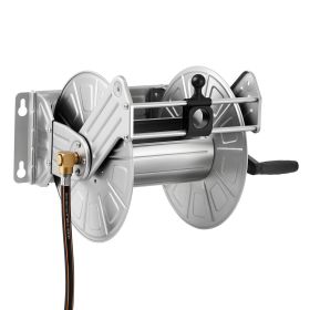 Wall Mounted Garden Hose Reel, Holds 150 ft 5/8-inch Water Hose Winder, Heavy-Duty Stainless Steel
