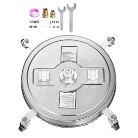 22" Pressure Washer Surface Cleaner, Stainless Steel Pressure Washer Attachments with 4 Wheels, 4500 Max PSI, 3/8 Quick Connector, 2 Spray Nozzles