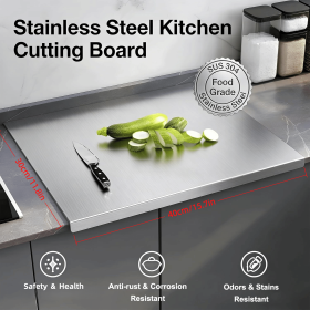 Stainless Steel Cutting Board for Kitchen - Large 304 Chopping Boards, Suitable for Meat Vegetables Bread and Baking,Kitchen Accessories,