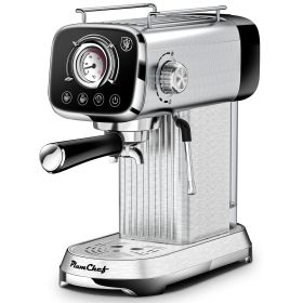 PlumChef Espresso Machine 20 Bar Professional Compact Household Coffee Espresso Maker with Milk Frother Steam Wand Temperature Gauge 34oz Water Tank L