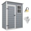 Resin Garden Shed, 5'x3' Outdoor Storage Shed with Lock, Window, Vent, Utility Tool Shed for Backyard, Patio, Gray