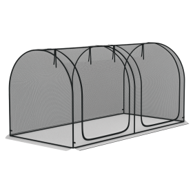 8' x 4' Crop Cage, Plant Protection Tent with Two Zippered Doors, Storage Bag and 4 Ground Stakes, for Garden, Yard, Lawn, Black