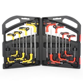 16pc Hex & Torx Wrench Set with T-Handle - Durable CR-V Steel, Rust-Resistant, Precision Fit for Auto, Bike, Motorcycle Repair
