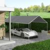 10' x 20' Carport Replacement Top Canopy Cover, UV Resistant and Water Resistant Car Port Portable Garage Tent Cover with Ball Bungee Cords, Dark Gray