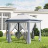 13' x 13' Pop Up Gazebo Hexagonal Canopy Shelter with 6 Zippered Mesh Netting for Patio Backyard Garden Wedding Party