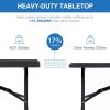 6 Foot Folding Table,Black Plastic Folding Table,Built-in Handle,Indoor Outdoor Table for Picnic Party Dining Camping,Black