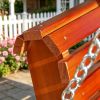 2 Person Wooden Patio Swing Chair Sunny Porch Swing with Chain 440 Lbs Capacity Brown for Garden Poolside Backyard