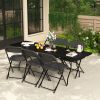 6 Foot Folding Table,Black Plastic Folding Table,Built-in Handle,Indoor Outdoor Table for Picnic Party Dining Camping,Black