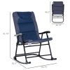2 Piece Outdoor Patio Rocking Chair Set, Armrests, Padded Seat & Backrest, Navy Blue & Gray