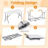 5FT Foldable Picnic Table, HDPE Top 400LBS Capacity Camping Table with Handle, White