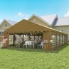 20' x 40' Party Tent, Outdoor Canopy Tent with Removable Sidewalls, 12 Windows for Parties, Wedding, Events, BBQ, Brown