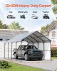 Heavy Duty Metal Carport, 12' x 20' Outdoor Carport with Galvanized Steel Frame & Roof, Car Tent Garage Shade with Removable Sidewalls