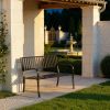Black 50" Outdoor Garden Bench Patio Slatted Seat Metal Porch Bench for Backyard Poolside Lawn