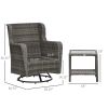 Patio Pivotal 360°Rotating Rocking Bistro Set, Gray, Modern & Comfortable Outdoor Seating