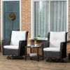 Porch Bistro Set Cream White Patio Furniture 360°Rotation Rocking Function 28.25x30.75x36.25