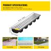Trench Drain System, Channel Drain with Metal Grate, 5.7x3.1-Inch HDPE Drainage Trench, Black Plastic Garage Floor Drain, 5x39 Trench Drain Grate
