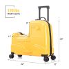 22 Inch Ride-on Suitcase for Kids & Teens, Toddler Travel Luggage with Seat, Spinner Wheels, Safety Belt