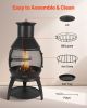 Chiminea, 22 Inch Outdoor Wood Burning Firepit, Iron Spherical Fireplace for BBQ & Warming, Wooden Fire Pit with Grill Mesh