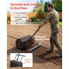 Compost Spreader, 24" Wide Peat Moss Spreader with Push/Tow Handle & Brush, 4 Heights Adjustable, Powder-Coated Steel Garden Peat Moss Roller