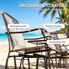 2-Seat Outdoor Patio Glider Rocking Chair with Coffee Table Breathable Sling Backyard Garden Porch Swinging Furniture Set