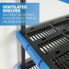 5-Shelf Plastic Storage Shelf, 48" W x 20" D x 72" H, Holds up to 1000 lb Total Capacity, Black and Blue