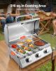 Tabletop Gas Grill, 3-Burner Stainless Steel Portable Propane Grill, with Built-in Thermometer, Travel Locks, Weatherproof Lid, 22,500 BTU Total