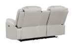 Challenger Modern Contemporary LED Power Recliner Loveseat with console, storage, stainless cup holder, Bluetooth speaker in Beige