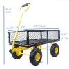 Folding Garden Cart Mesh Steel Utility Wagon with Removable Sides 10 Inch Wheels, Convertible Landscape Heavy Duty Cart for Beach Lawn Yard