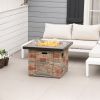 Propane Fire Pit Oasis: 32" Square Table with Cover & Lava Rocks for Patio