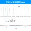 Patio Umbrella Lights 8 Lighting Mode Waterproof Parasol Timer Lamps W/ Remote Controller 104 LED 8 Bundles Warm White