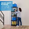 5-Shelf Plastic Storage Shelf, 48" W x 20" D x 72" H, Holds up to 1000 lb Total Capacity, Black and Blue