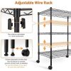 3-Shelf Wire Storage Shelves with Wheels,Adjustable Storage Units,Steel Organizer Wire Rack,Black